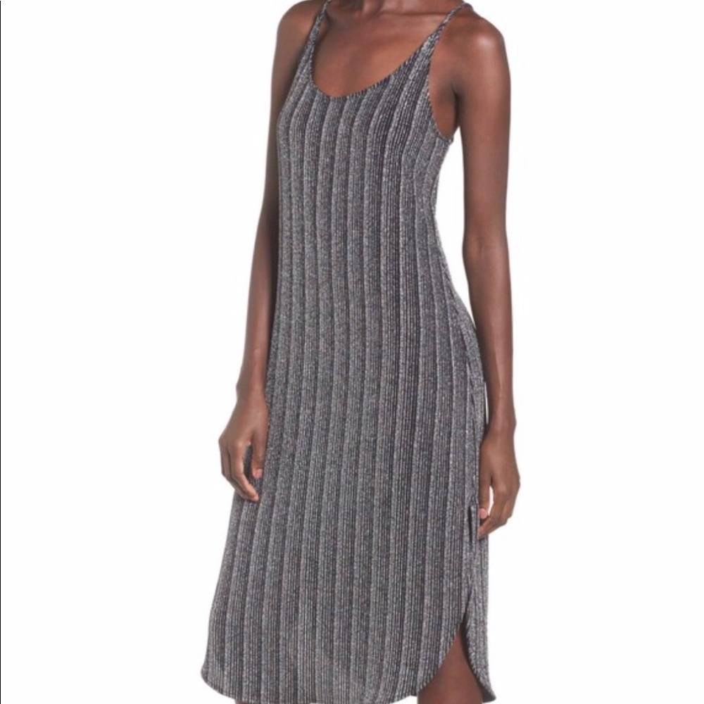 NWOT - Everly Silver Metallic slip dress